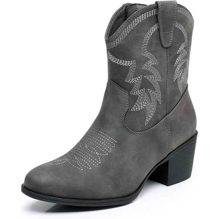 botas de mujer media caña estilo vaquero en Gris