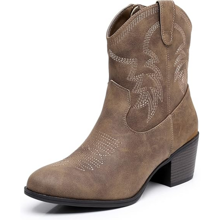 botas de mujer media caña estilo vaquero en Kamel