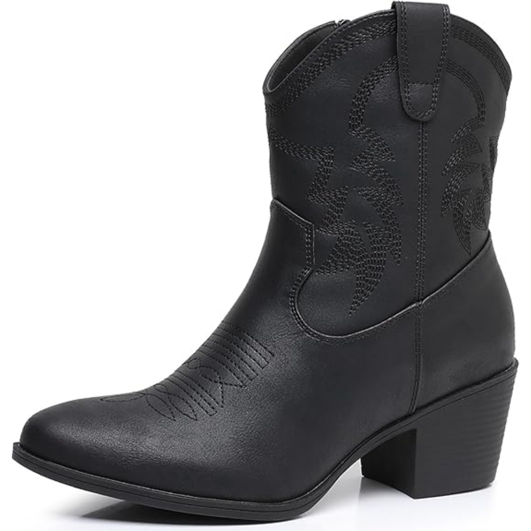 botas de mujer media caña estilo vaquero en Negro
