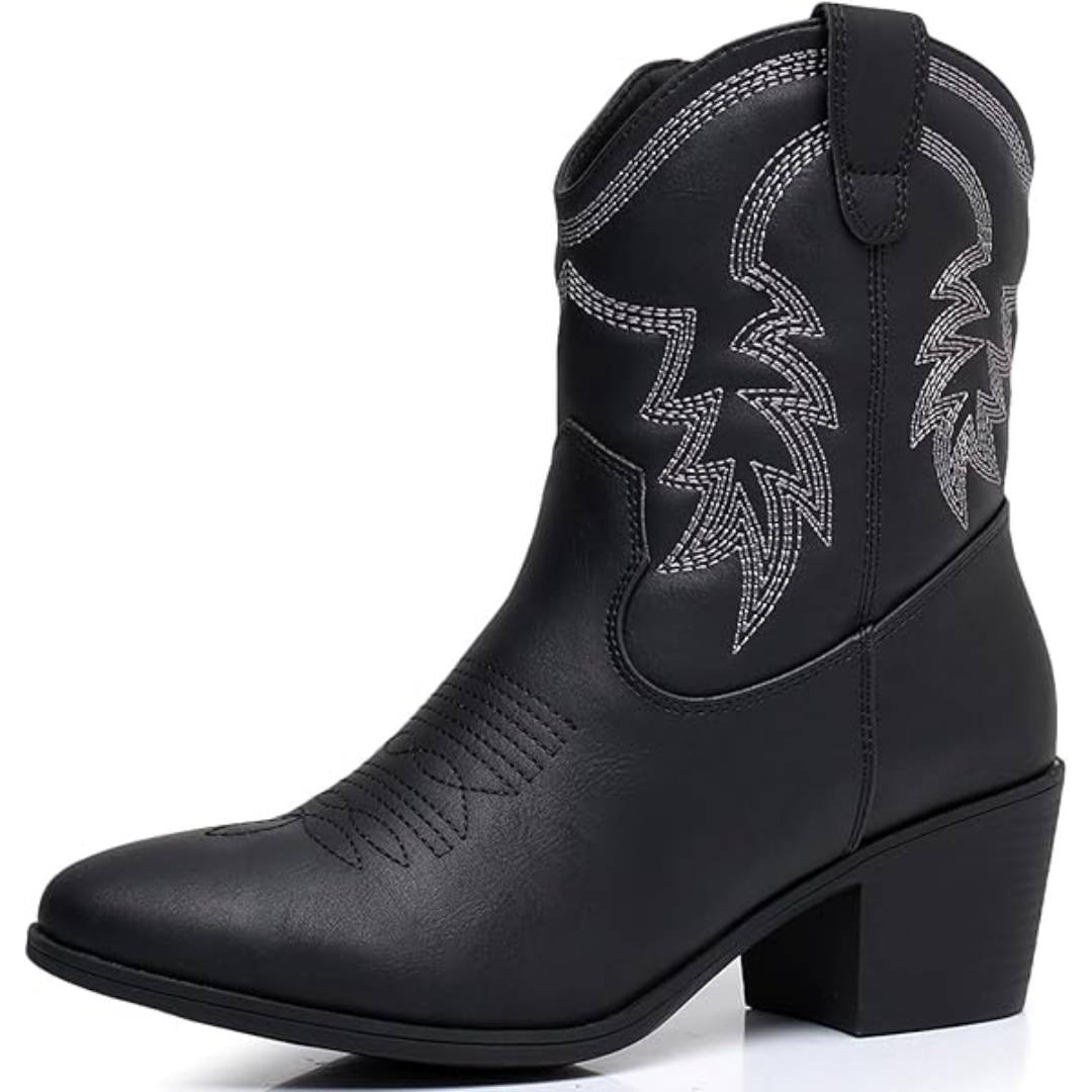botas de mujer media caña estilo vaquero en Schwarz 1