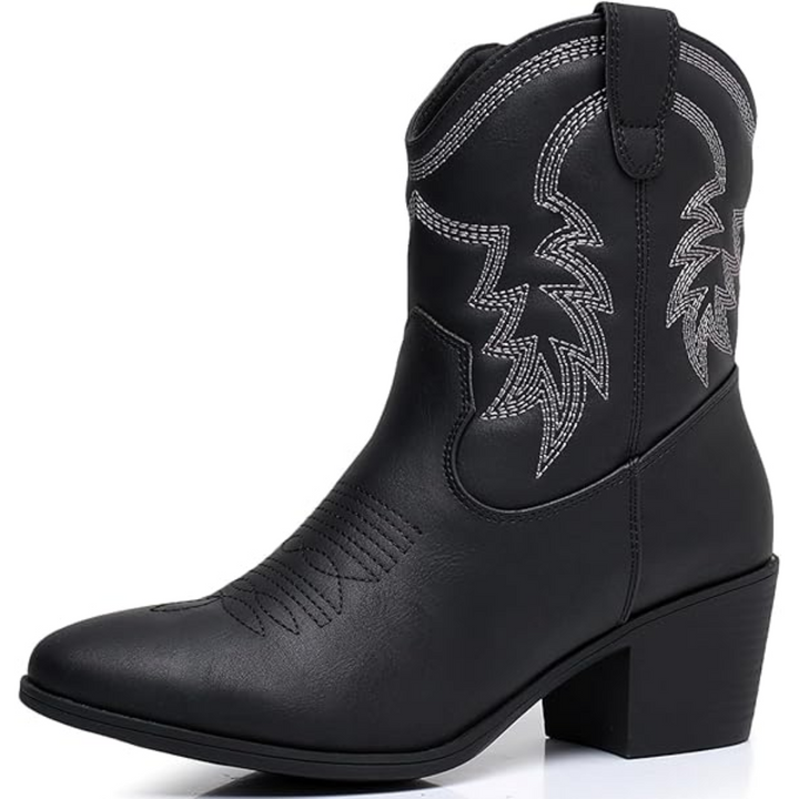 botas de mujer media caña estilo vaquero en Schwarz 1