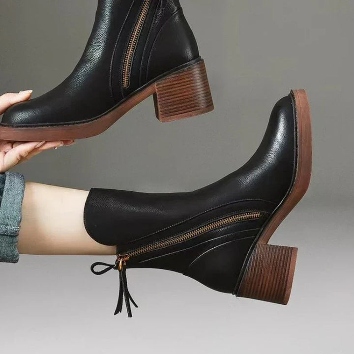 Botas de tobillo mujer con cremallera otoño en Negro