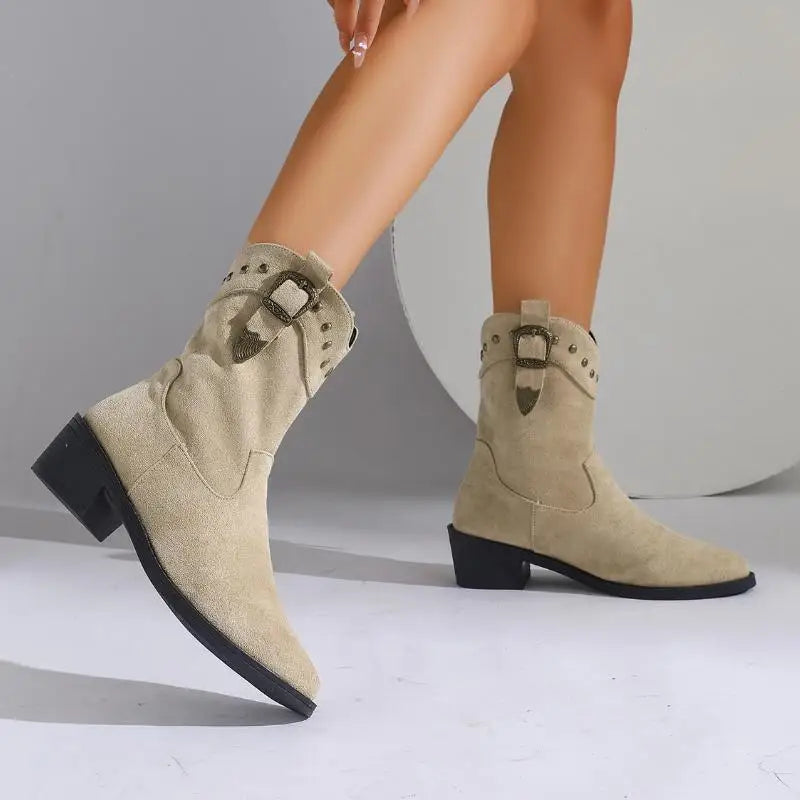 Botas Mujer Estilo Jinete Gamuza Look Otoño (2)