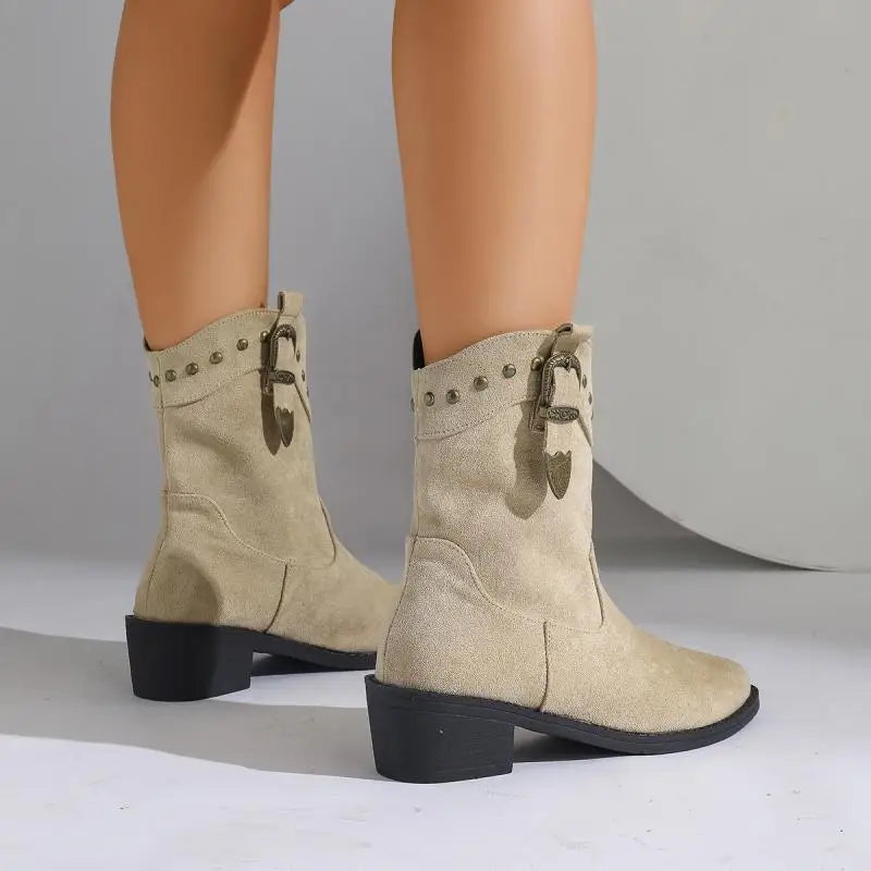 Botas Mujer Estilo Jinete Gamuza Look Otoño (4)
