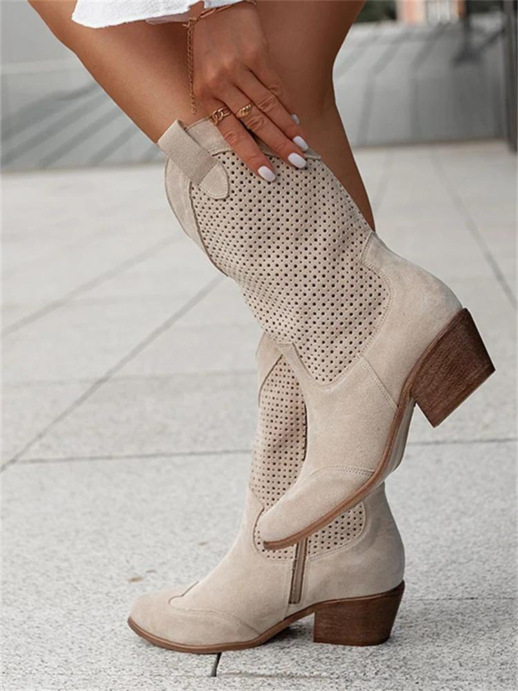Botas vaqueras de otoño para mujer en Caqui