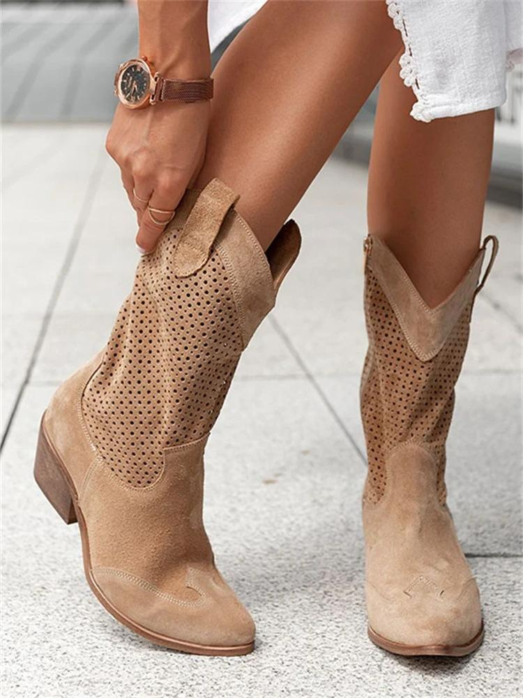 Botas vaqueras de otoño para mujer en Marrón