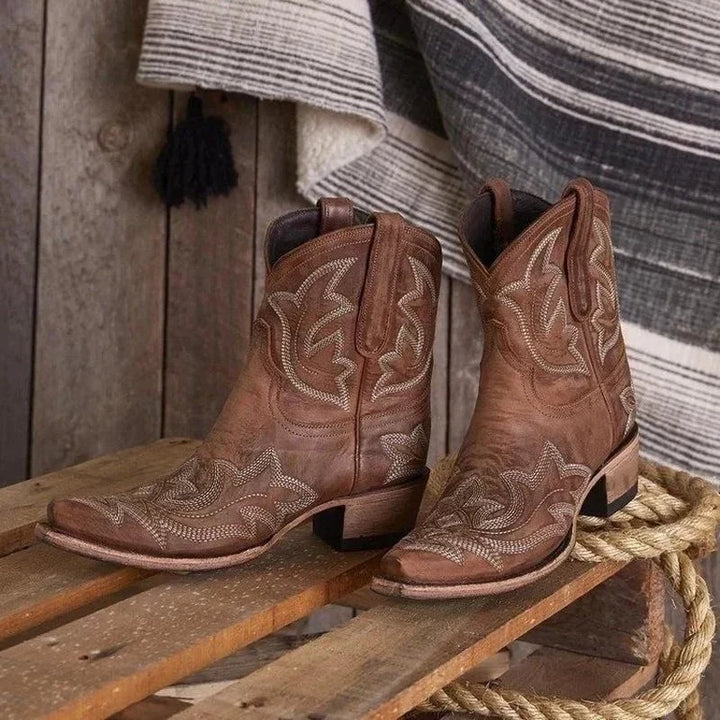 Botas Vaquero de Cuero Bordadas
