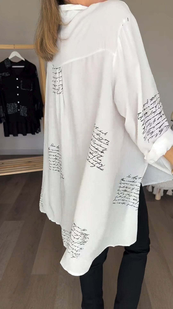 Camisa de Lino Manuscrita Casual (5)