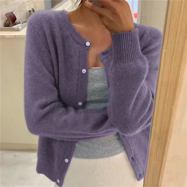 Cardigan de Punto Elegante para Mujer en Morado