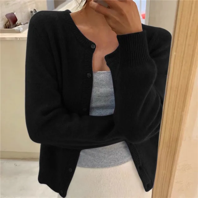 Cardigan de Punto Elegante para Mujer en Negro