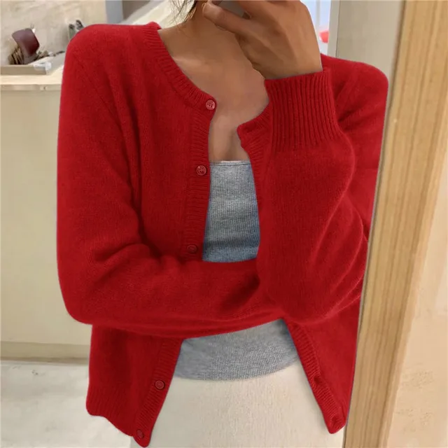 Cardigan de Punto Elegante para Mujer en Rojo