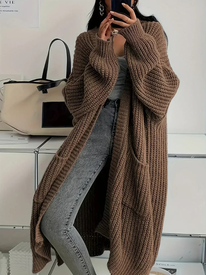 Cardigan de Punto Holgado para Mujer en Marrón