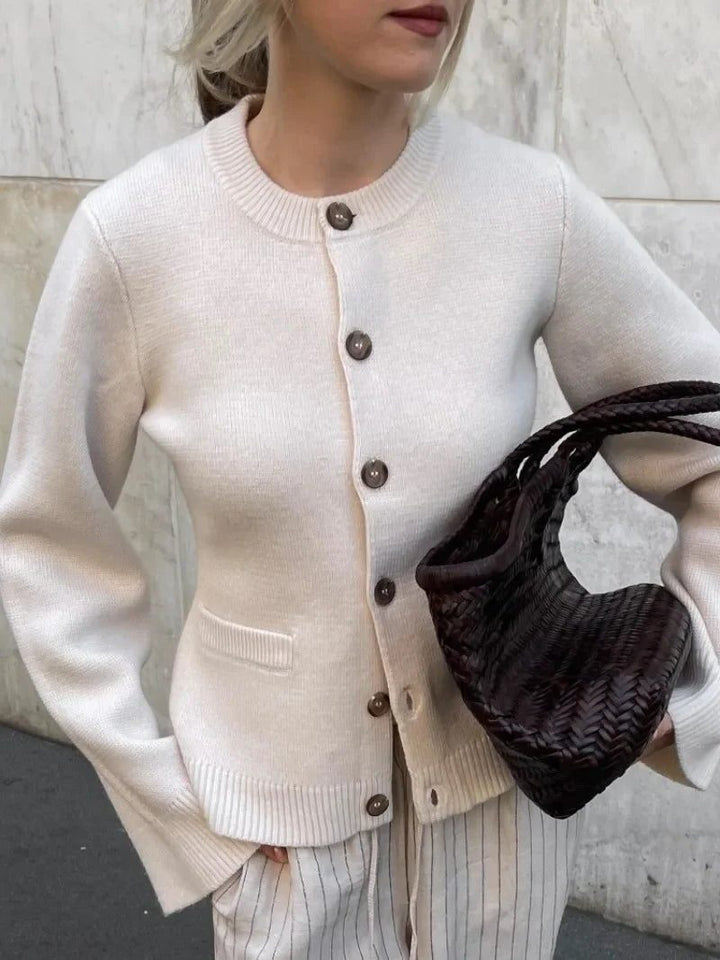 Cardigan de punto manga larga para mujer (2)