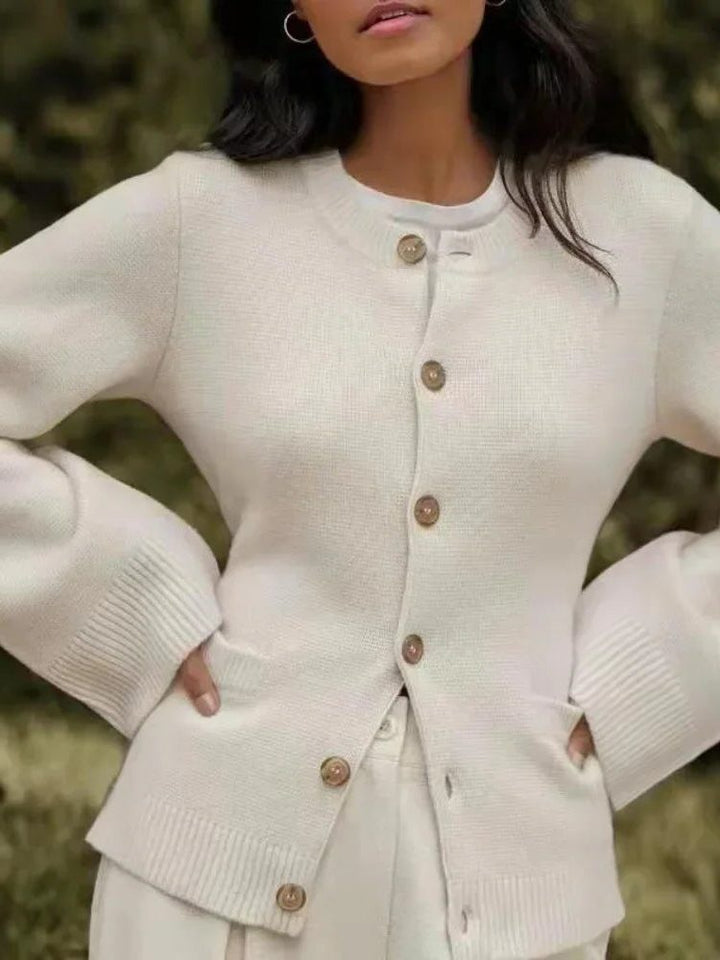 Cardigan de punto manga larga para mujer en Beige