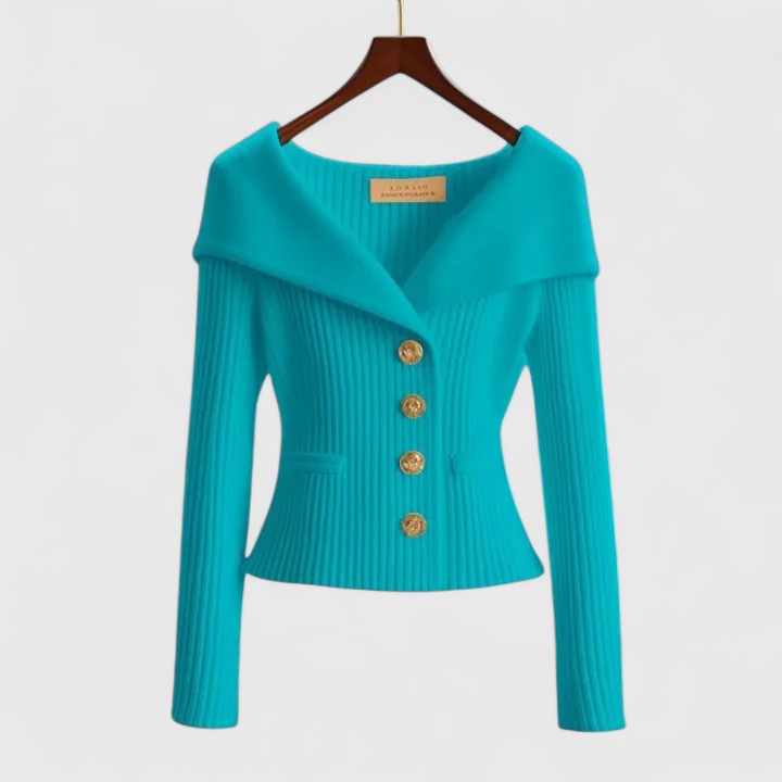 Cardigan de Punto Mujer Elegante Versátil en Azul