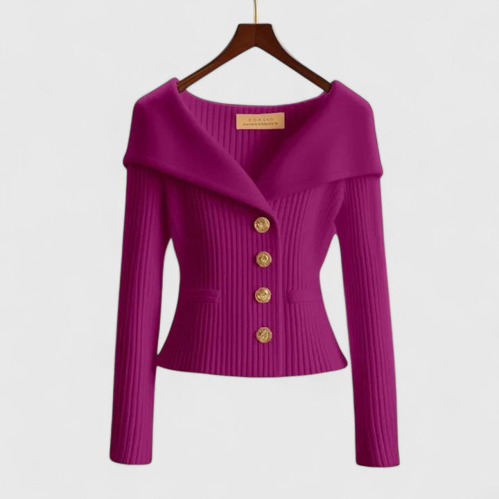 Cardigan de Punto Mujer Elegante Versátil en Morado