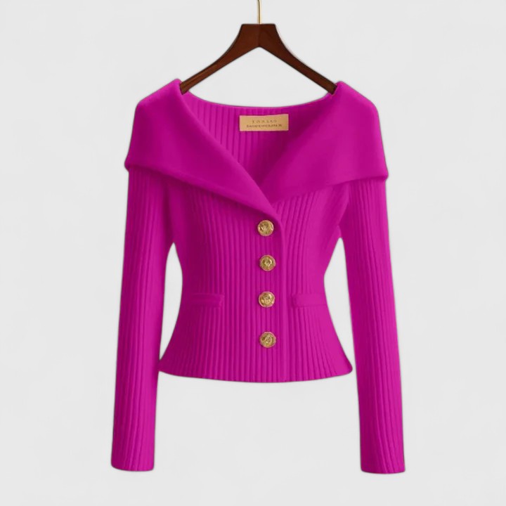Cardigan de Punto Mujer Elegante Versátil en Rosa