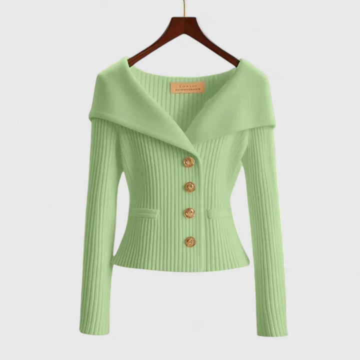 Cardigan de Punto Mujer Elegante Versátil en Verde