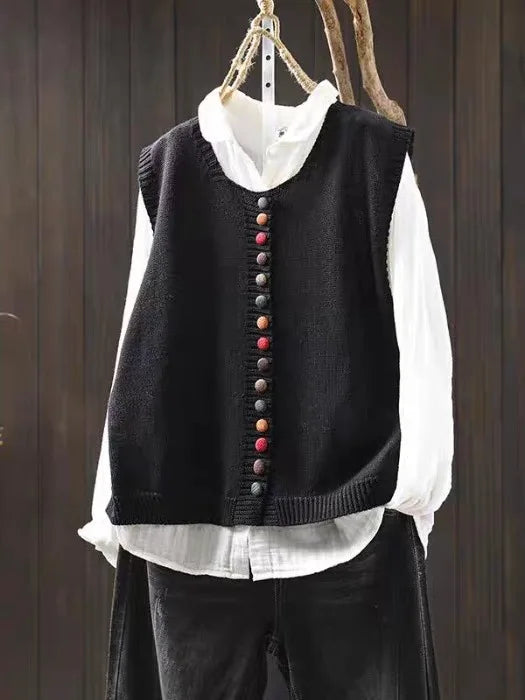 Cardigan de Punto Mujer Holgado para Capas en Negro