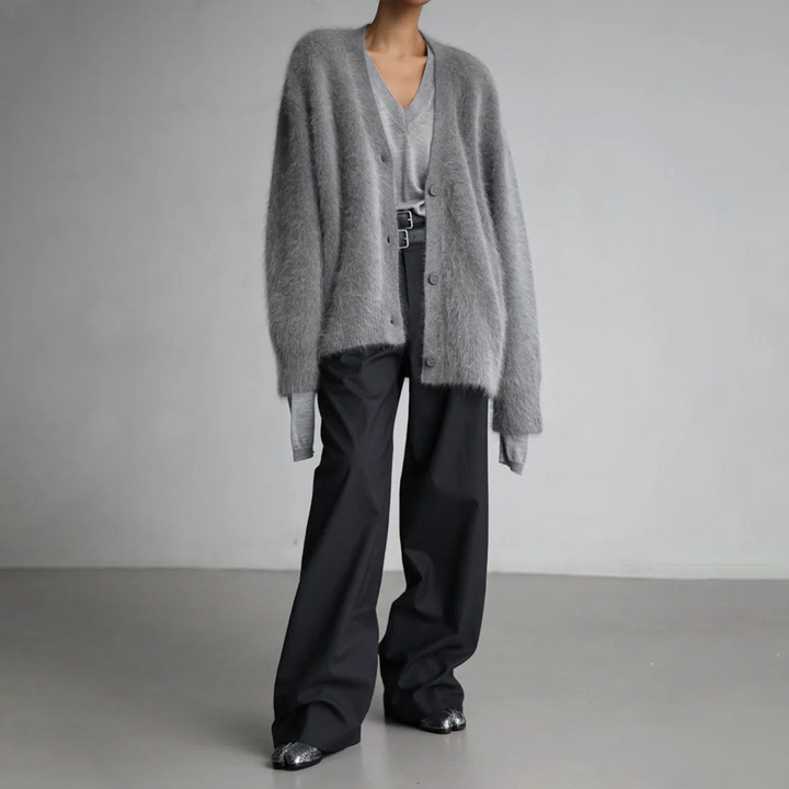 Cardigan de Punto Mujer Oversized Cálido en Marrón 4