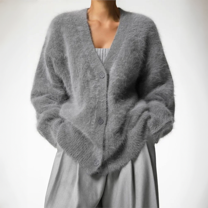 Cardigan de Punto Mujer Oversized Cálido en Marrón 5