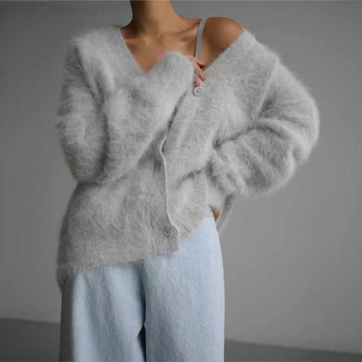 Cardigan de Punto Mujer Oversized Cálido en Marrón 6