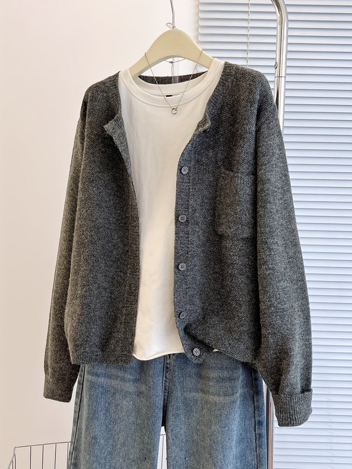 Cardigan de punto suave abotonado (4)