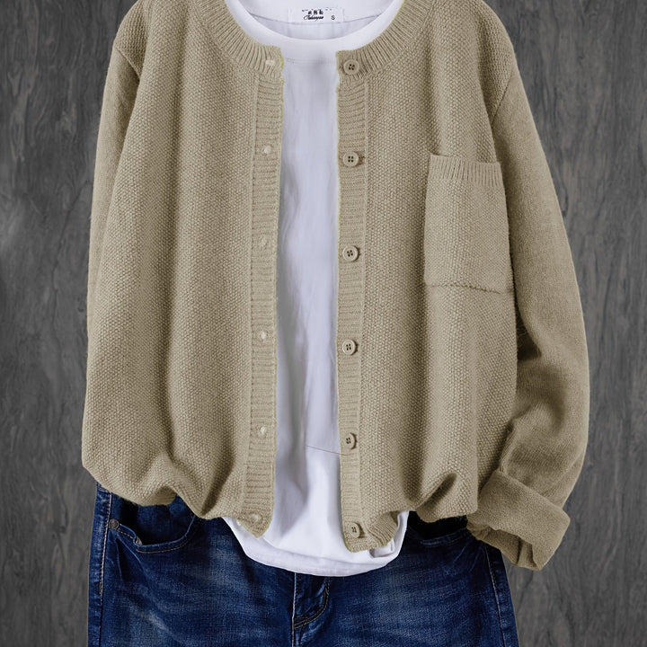 Cardigan de punto suave abotonado en Albaricoque