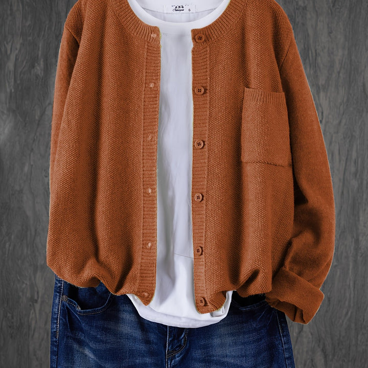 Cardigan de punto suave abotonado en Marrón claro