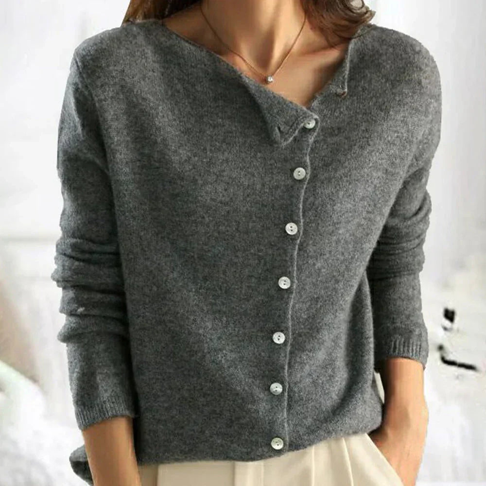 Cardigan de Punto Suave en Gris