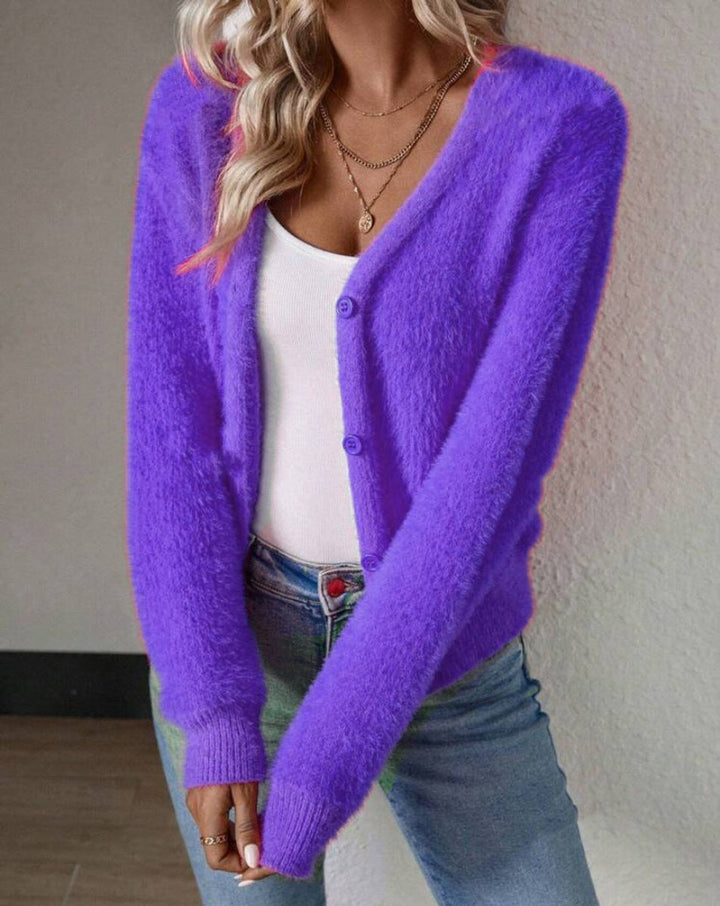 Cardigan de punto suave para mujer en Lila