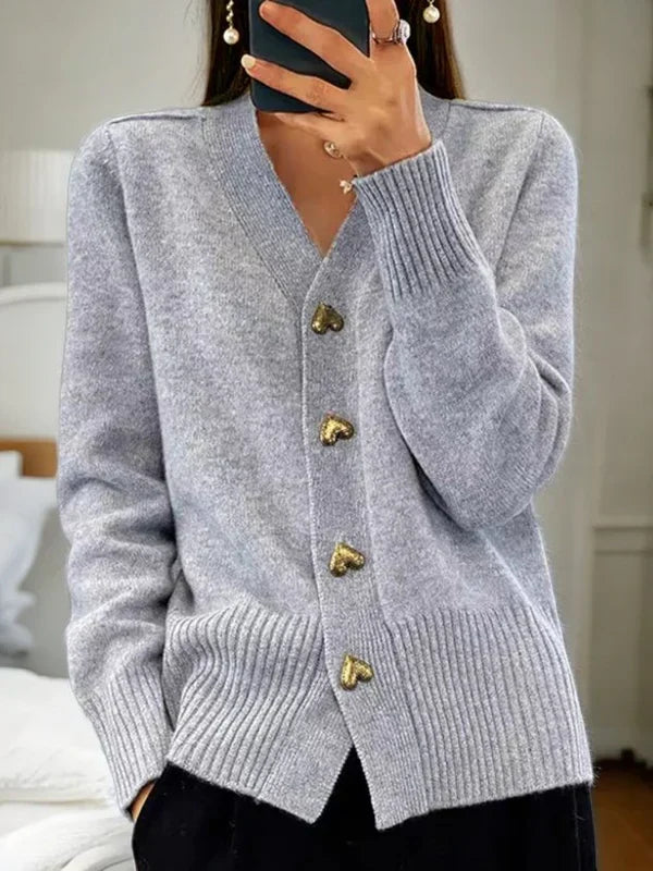 Cardigan Elegante de Punto Versátil en Gris