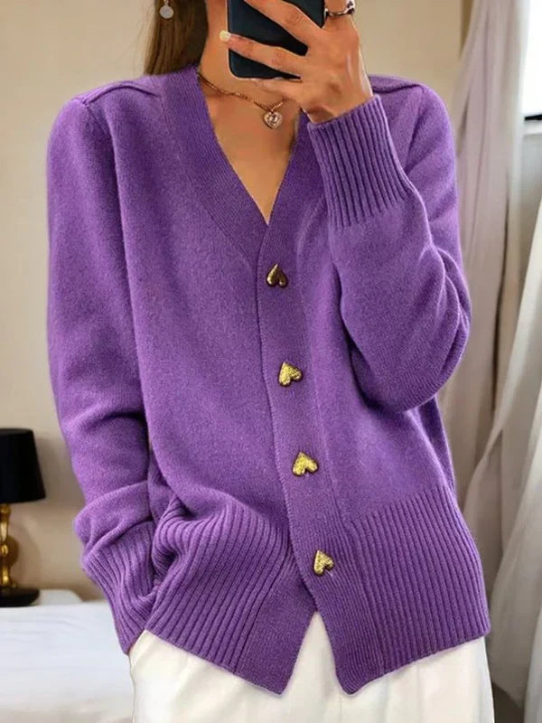 Cardigan Elegante de Punto Versátil en Morado
