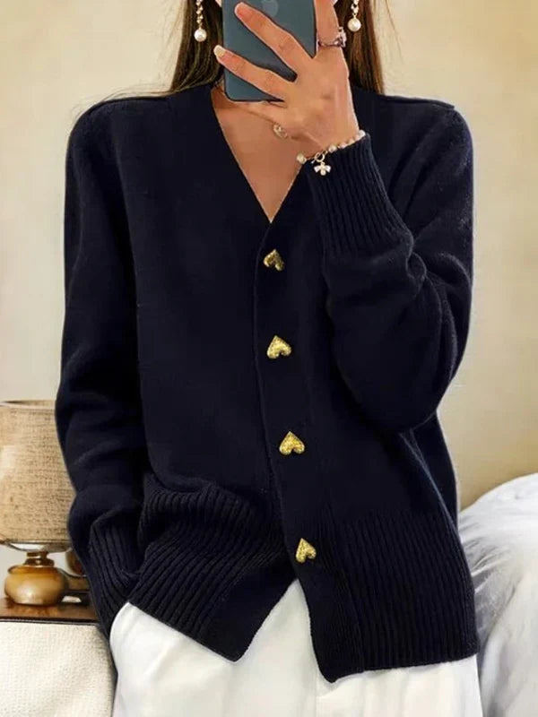 Cardigan Elegante de Punto Versátil en Negro