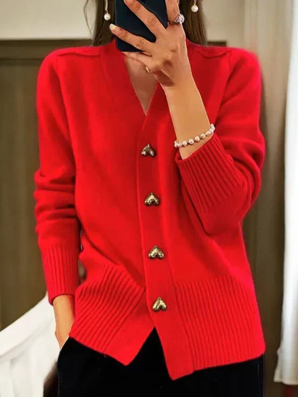 Cardigan Elegante de Punto Versátil en Rojo