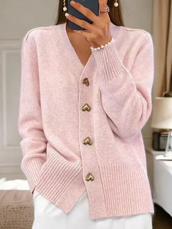 Cardigan Elegante de Punto Versátil en Rosa