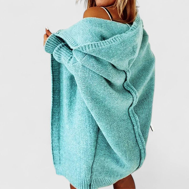 Cardigan Holgado de Punto Confortable para Mujer en Azul