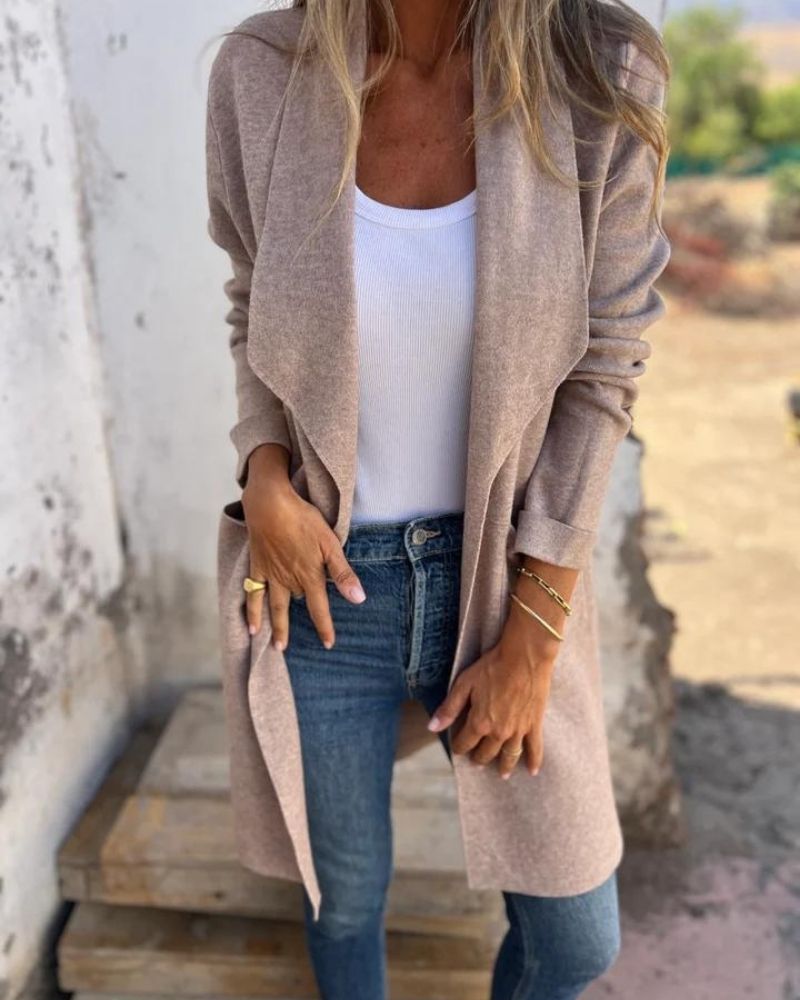 Cárdigan Mujer Elegante Ligero para Capas en Aprikose