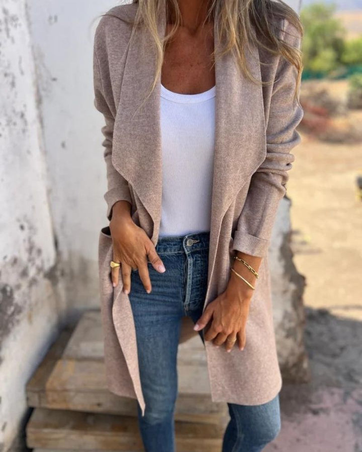 Cárdigan Mujer Elegante Ligero para Capas en Aprikose