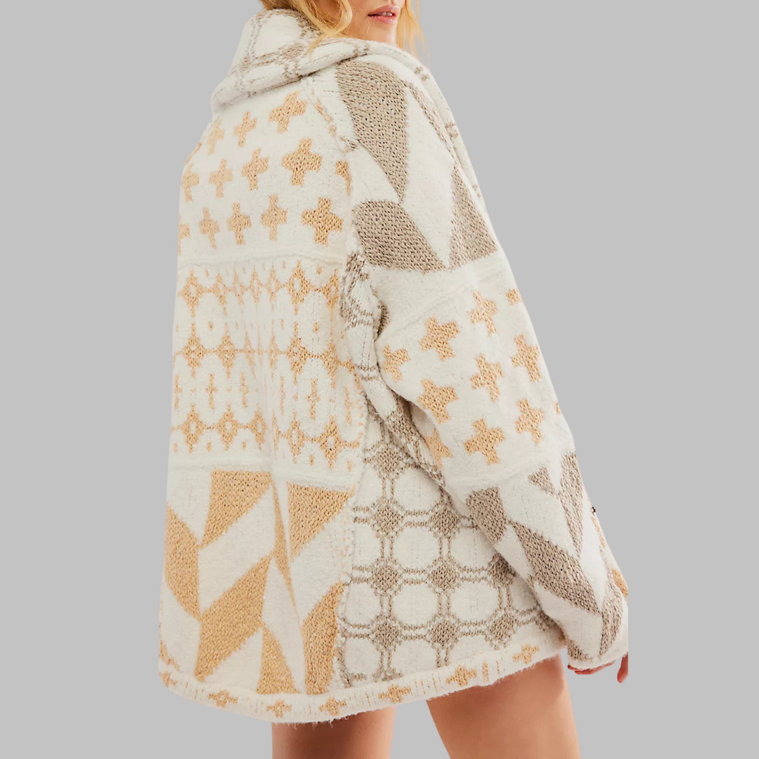 Cardigan Mujer Punto Oversized Elegante en Beige