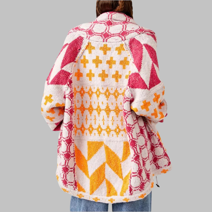 Cardigan Mujer Punto Oversized Elegante en Rosa