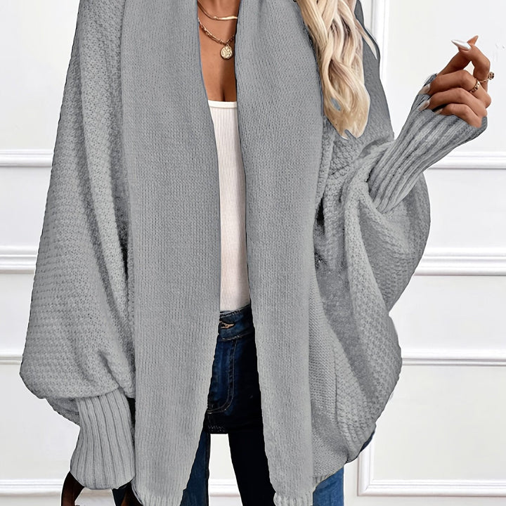 Cardigan Refinado de Punto en Gris claro
