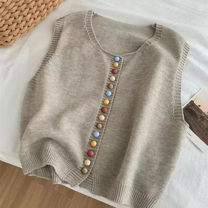 Chaleco de Punto Suave para Mujer en Aprikose