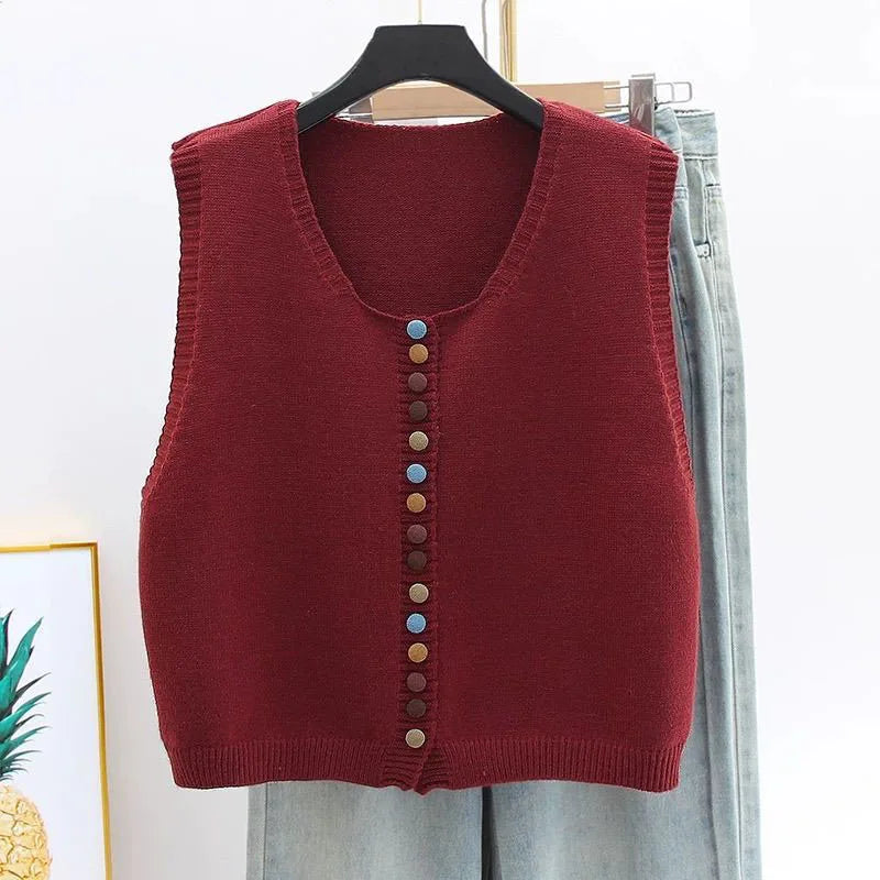 Chaleco de Punto Suave para Mujer en Burdeos