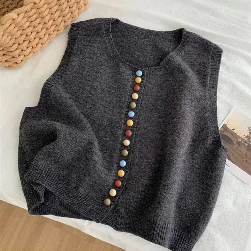 Chaleco de Punto Suave para Mujer en Gris