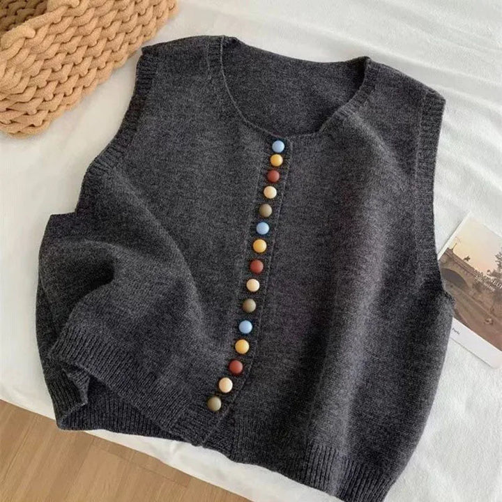 Chaleco de Punto Suave para Mujer en Gris