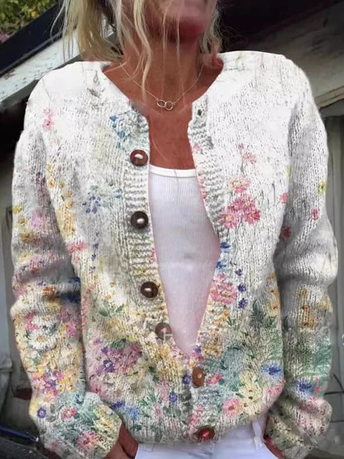 Chaleco Tejido Floral para Mujer en Blanco