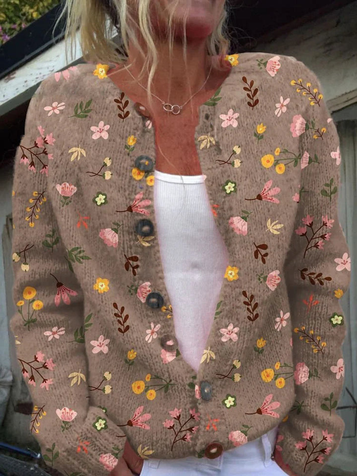 Chaleco Tejido Floral para Mujer en Marrón