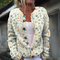Elena | Damen Weste floral gemustert aus Strick
