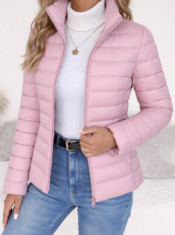 Chaqueta Acolchada Ceñida Ligera en Rosa